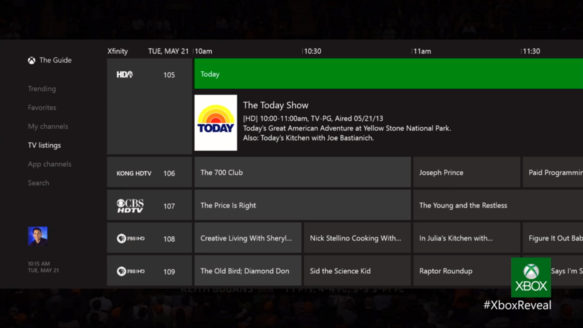 Xbox One TV interface